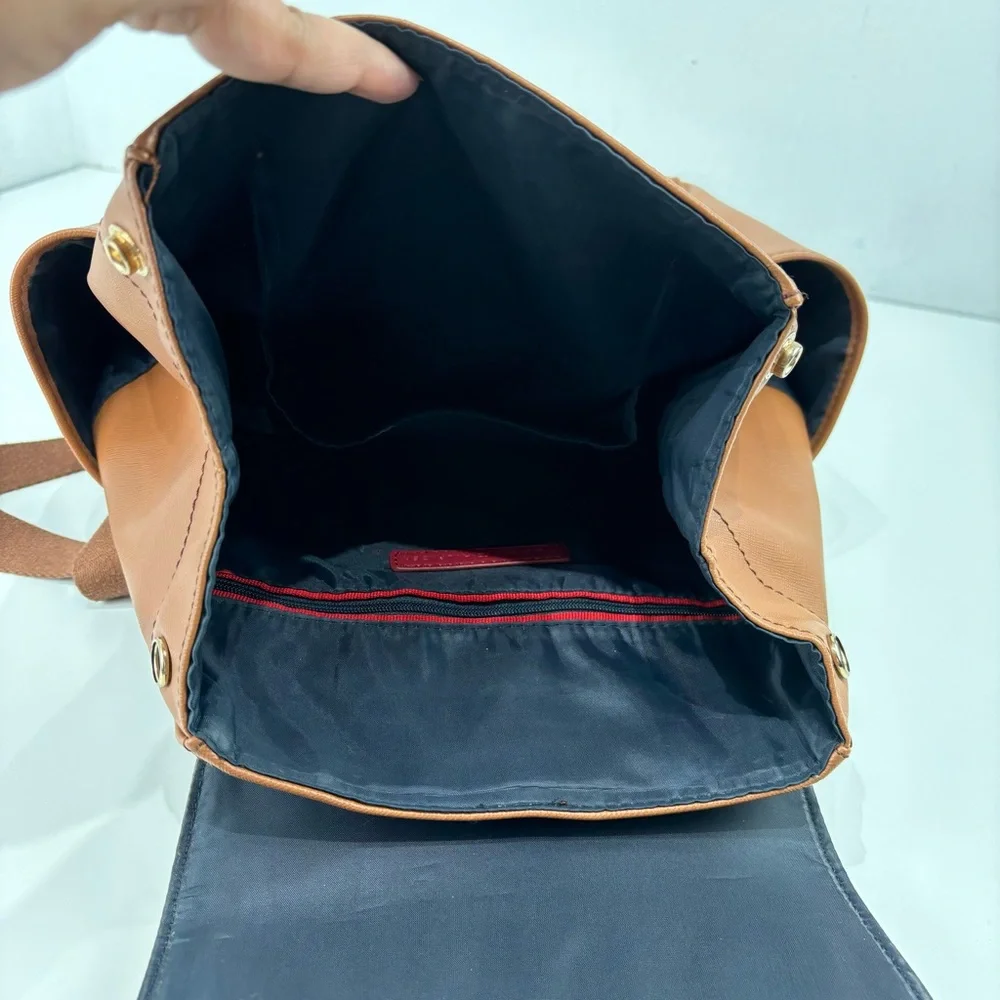Tommy Hilfiger Beth Il Mini Backpack with Saffiano PVC flap Cognac